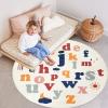 ABREEZE Large Round Kids Play Mat 5.3ft,Fluffy Faux Wool Kids Rug Non-Slip Childrens Carpet ABC Number Educational Learning & Game for Living Room Bedroom Playroom Nursery view 3