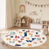 ABREEZE Large Round Kids Play Mat 5.3ft,Fluffy Faux Wool Kids Rug Non-Slip Childrens Carpet ABC Number Educational Learning & Game for Living Room Bedroom Playroom Nursery view 4