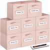 artsdi 13x13x13 storage cube bins(Set of 8) Fabric storage cubes with 8 Labels Window Cards & a Pen, storage cubes 13x13, Collapsible 13 inch cube storage bins, Cubby Boxes, Pink view 1