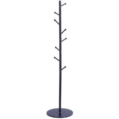 LFFH 8 Hook Coat Rack, Home Iron Art Free Standing Coat Stand Creative Furniture Clothes Hanging Storage Rack Bedroom Drying Rack (Color : Black)