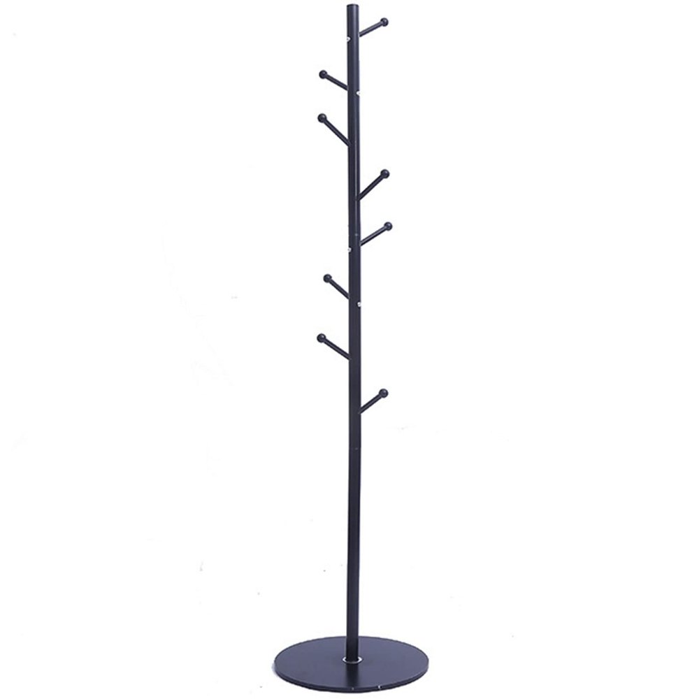 LFFH 8 Hook Coat Rack, Home Iron Art Free Standing Coat Stand Creative Furniture Clothes Hanging Storage Rack Bedroom Drying Rack (Color : Black)