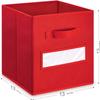 artsdi 13x13x13 storage cube bins(Set of 8) Fabric storage cubes with 8 Labels Window Cards & a Pen, storage cubes 13x13, Collapsible 13 inch cube storage bins, Cubby Organizer Boxes, Red view 2