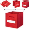 artsdi 13x13x13 storage cube bins(Set of 8) Fabric storage cubes with 8 Labels Window Cards & a Pen, storage cubes 13x13, Collapsible 13 inch cube storage bins, Cubby Organizer Boxes, Red view 4