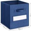 artsdi 13x13x13 storage cube bins(Set of 8) Fabric storage cubes with 8 Labels Window Cards & a Pen, storage cubes 13x13, Collapsible 13 inch cube storage bins, Cubby Boxes, Navy Blue view 3