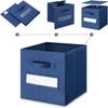 artsdi 13x13x13 storage cube bins(Set of 8) Fabric storage cubes with 8 Labels Window Cards & a Pen, storage cubes 13x13, Collapsible 13 inch cube storage bins, Cubby Boxes, Navy Blue view 4