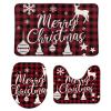 3 Pieces Red Christmas Plaid Antlers Bathroom Rug Set Buffalo Deer Soft Foam Non Slip Bath Mats Sets Toilet Contour Mat Lid Cover for Bathtub Shower and Bathroom Decor 20"x32" view 1