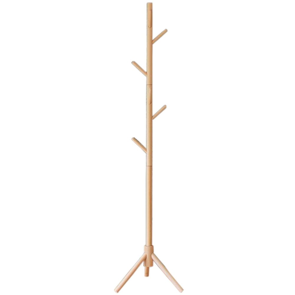 LFFH 8 Hook Coat Racks, Home Solid Wood Free Standing Coat Stand Triangle Base Creative Furniture Clothes Hanging Bedroom Drying Rack (Color : Apricot)