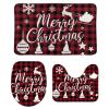 3 Pieces Merry Christmas Deer Bathroom Rug Set Snowflake Soft Foam Non Slip Bath Mats Sets Toilet Contour Mat Lid Cover for Bathtub Shower and Bathroom Decor 20"x32" view 1