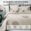 3 Piece Beige Queen King Size Quilt Sets with Pillowcase, Luxury Reversible Quilt Soft Lightweight Summer Bedding Comforter Bedspread Coverlet Quilt Set for All Season,White,Queen view 2