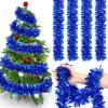 72 Feet Christmas Tinsel Garland Shiny Metallic Tinsel Twist Garland Streamers Ornaments Long Glitter Christmas Tree Hanging Decorations for Party Holiday Wedding Birthday Tree Wall Rail (Blue) view 1
