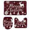 3 Pieces Merry Christmas Reindeer Bathroom Rug Set Jingle Bell Soft Foam Non Slip Bath Mats Sets Toilet Contour Mat Lid Cover for Bathtub Shower and Bathroom Decor 20"x32" view 1
