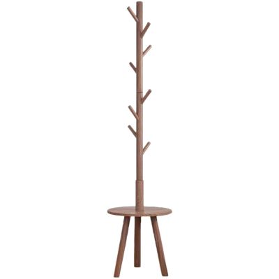 LFFH Solid Wood Coat Racks, Home Multipurpose Free Standing Coat Stand Triangle Base Storage Shelf Hanging Hangers Bedroom Drying Rack (Color : Brown)