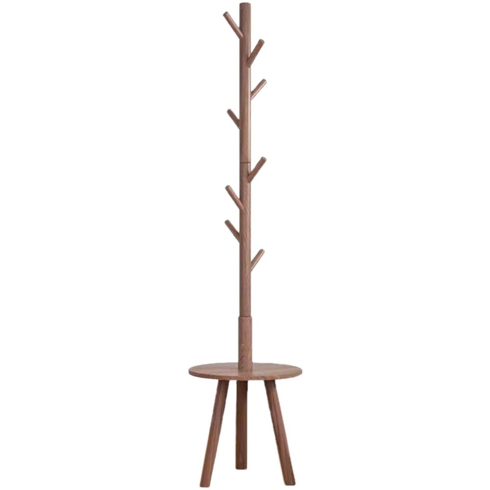 LFFH Solid Wood Coat Racks, Home Multipurpose Free Standing Coat Stand Triangle Base Storage Shelf Hanging Hangers Bedroom Drying Rack (Color : Brown)