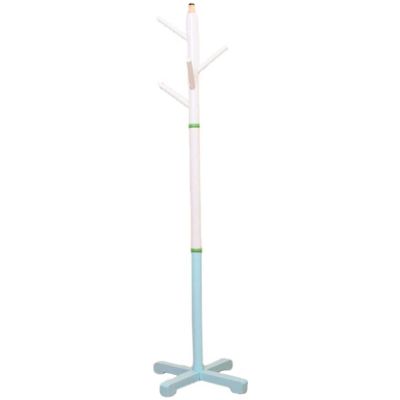 LFFH Kids Coat Racks, Home Creative Pencil Free Standing Coat Stand Cross Base Solid Wood Hanging Hanger for Home Office (Color : Blue)