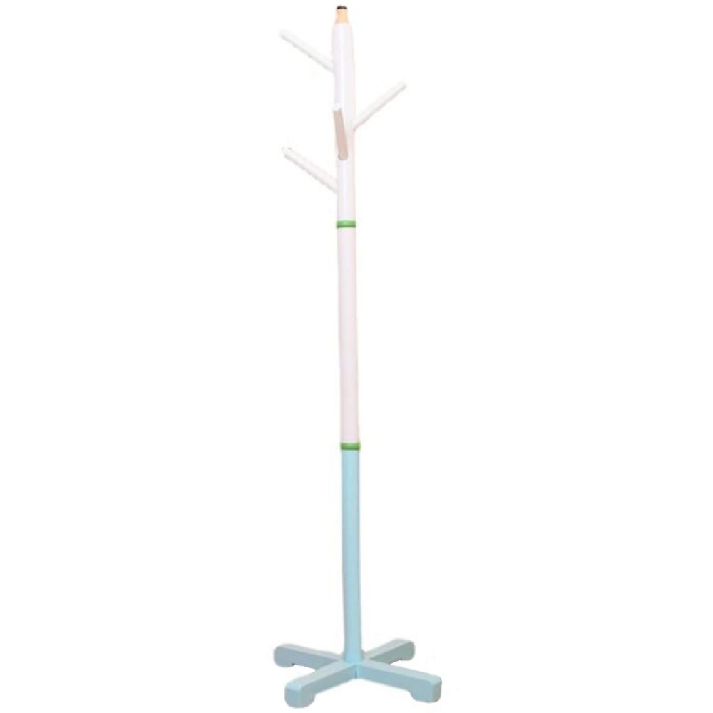LFFH Kids Coat Racks, Home Creative Pencil Free Standing Coat Stand Cross Base Solid Wood Hanging Hanger for Home Office (Color : Blue)