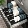 Dishes Drainer Rack Adjustable, Plate Drying Dryer Rack with Handles Bowl Drainer Dish Storage Organizer Holder for Cabinet/drawer (2pcs 10cm, White) view 2