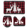 3 Pieces Merry Christmas Reindeer Bathroom Rug Set Buffalo Deer Soft Foam Non Slip Bath Mats Sets Toilet Contour Mat Lid Cover for Bathtub Shower and Bathroom Decor 20"x32" view 1