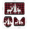 3 Pieces Merry Christmas Reindeer Bathroom Rug Set Buffalo Deer Soft Foam Non Slip Bath Mats Sets Toilet Contour Mat Lid Cover for Bathtub Shower and Bathroom Decor 20"x32" view 2