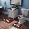 3 Pieces Merry Christmas Reindeer Bathroom Rug Set Buffalo Deer Soft Foam Non Slip Bath Mats Sets Toilet Contour Mat Lid Cover for Bathtub Shower and Bathroom Decor 20"x32" view 3