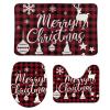 3 Pieces Red Christmas Plaid Antlers Bathroom Rug Set Christmas Bells Soft Foam Non Slip Bath Mats Sets Toilet Contour Mat Lid Cover for Bathtub Shower and Bathroom Decor 18"x30" view 1