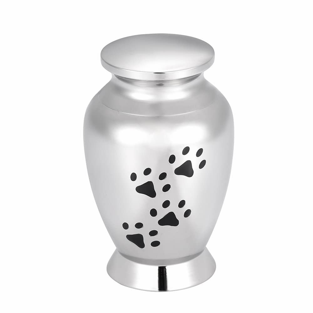BIAIHQIE 40mm*45mm Stainless Steel Memorial Urn Casket Pet Keepsake Locket Containers for Cremated Ashes - Hold Dog/cat Paw Print