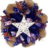White Wicker Patriotic Star Deco Mesh 20 Inch Wreath view 1