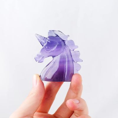 2 Natural Heling Stone Blue Purple Fluorite Crystal Statue Gemstone Handicraft Carving Reiki Figurine Spiritual (Color : Fluorite)