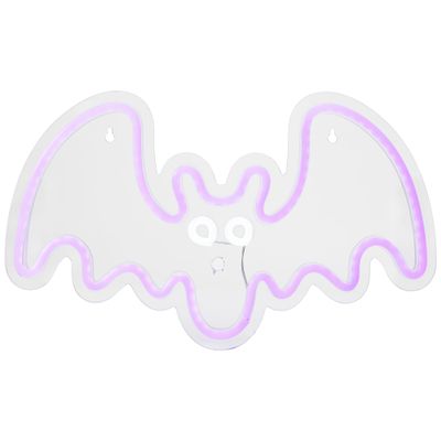 LED Neon Lighted Halloween Bat Wall or Window Decoration - 15" - Purple