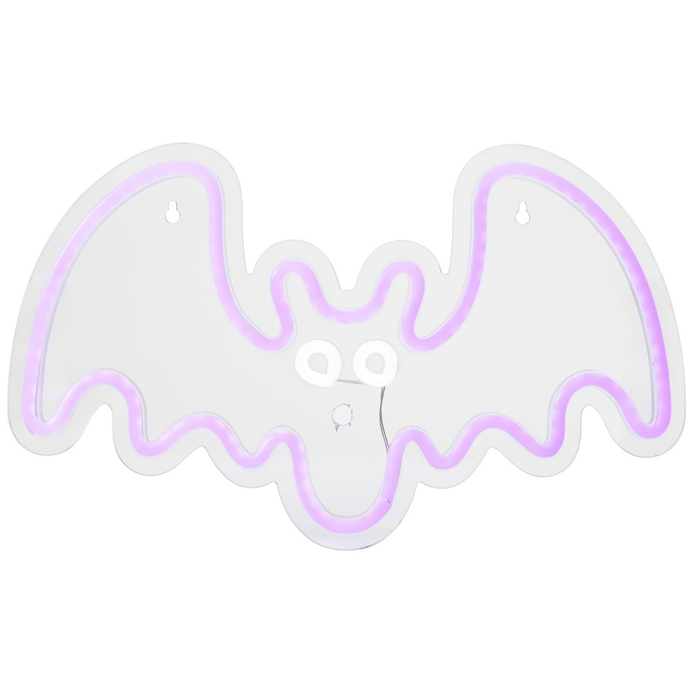 LED Neon Lighted Halloween Bat Wall or Window Decoration - 15" - Purple