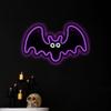 LED Neon Lighted Halloween Bat Wall or Window Decoration - 15" - Purple view 3