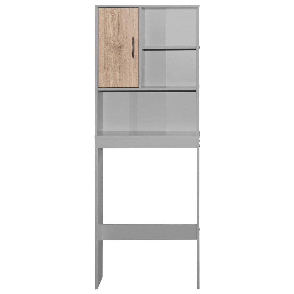 Better Home Products Ace Over-The-Toilet Storage Organizer in Light Gray & Natural Oak