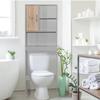 Better Home Products Ace Over-The-Toilet Storage Organizer in Light Gray & Natural Oak view 2
