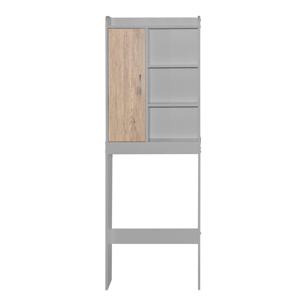Better Home Products Ace Over-The-Toilet Storage Shelf in Light Gray & Natural Oak