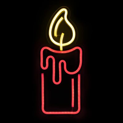 Northlight LED Lighted Neon Style Red Candle Christmas Window Silhouette, 12"