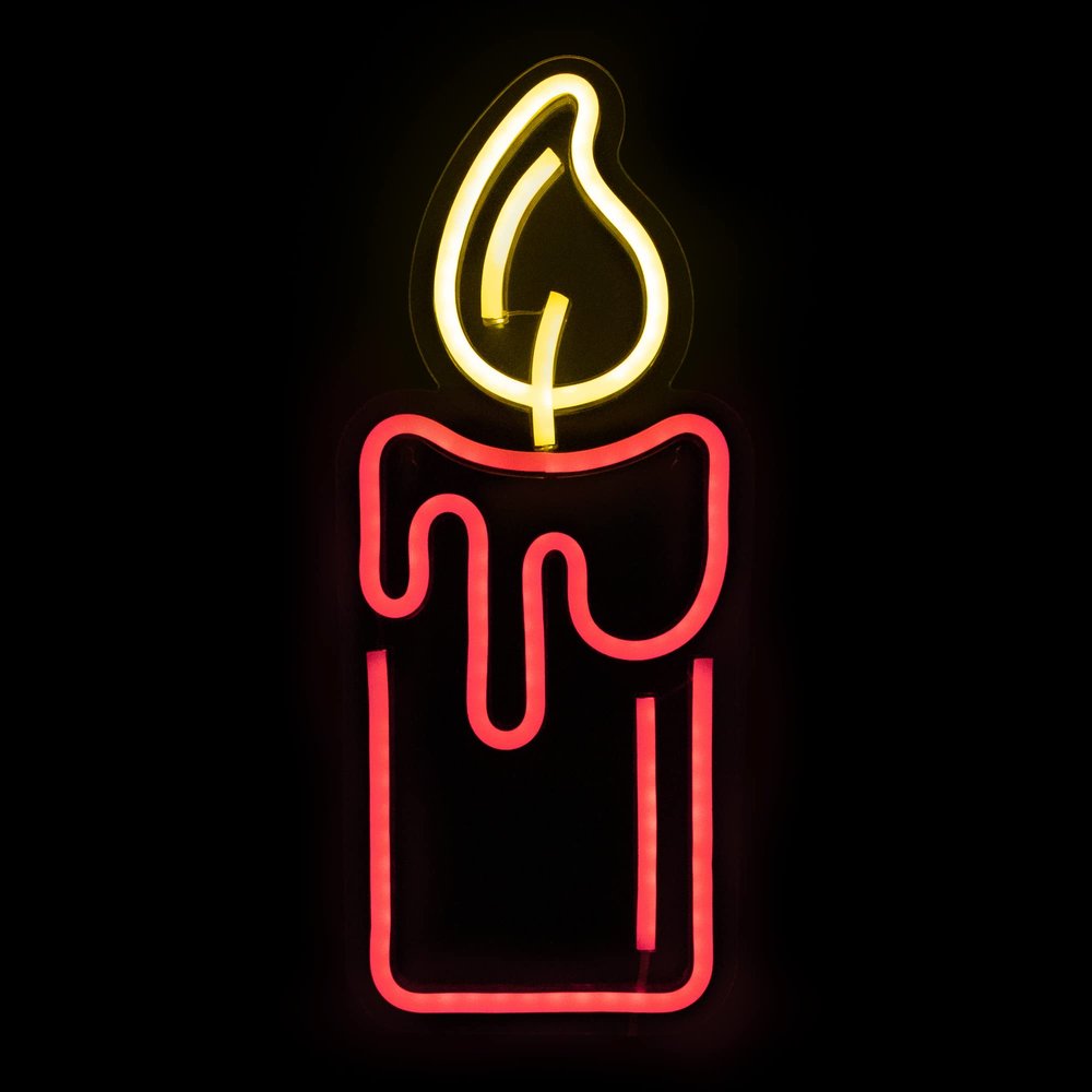 Northlight LED Lighted Neon Style Red Candle Christmas Window Silhouette, 12"