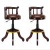 KrefihR Barstools Solid Wood Bar Stools Set of 2 Curved with Backs, Adjustable Counter Height Swivel Kitchen Island Bar Chair, Cowhide Leather Round Retro Rubber Solid Wood Legs, for Pubs, Bars view 1