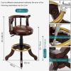 KrefihR Barstools Solid Wood Bar Stools Set of 2 Curved with Backs, Adjustable Counter Height Swivel Kitchen Island Bar Chair, Cowhide Leather Round Retro Rubber Solid Wood Legs, for Pubs, Bars view 2
