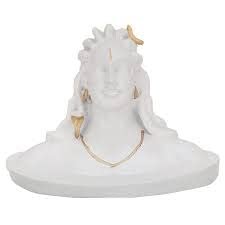 Adiyogi Shiva Statue for Car Dashboard, Pooja & Gift, Mahadev Murti Idol, Shankara for Home & Office Decor (White) by Indian Collectible