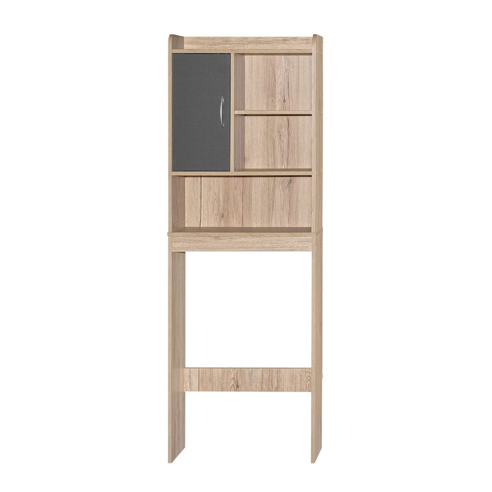 Better Home Products Ace Over-The-Toilet Storage Cabinet in Natural Oak & Dark Gray