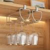 2 slots Wine Glasses Rack, Stemware Hanger, glass cup storage rack, Wire Wine Glass Holder, for Cabinet Kitchen Bar, ready to use (Color : Silver) view 3
