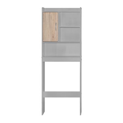 Better Home Products Ace Over-The-Toilet Storage Cabinet in Light Gray & Natural Oak