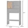 Better Home Products Ace Over-The-Toilet Storage Cabinet in Light Gray & Natural Oak view 3