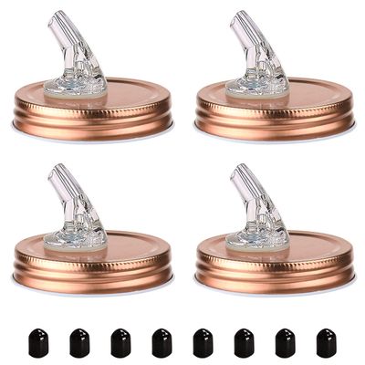 Mason Jar Pour Spouts. free flow Mason Jar Pour Spouts, mason jar for spout regular mouth size 70mm dispenser germination cover. Suitable for any liquid. Leak-Proof 4-Pack + 8 Lid Caps (rose gold)