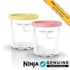 Ninja Creami Deluxe Pints 2 Pack, Compatible with NC500 Series Creami Deluxe Ice Cream Makers, Genuine Ninja Pint, BPA-Free & Dishwasher Safe, Color Lids, 1 Pint Each, Clear/Coral/Yellow, XSKPNTLD2 view 2