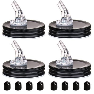 Mason Jar Pour Spouts. free flow Mason Jar Pour Spouts, mason jar for spout regular mouth size 70mm dispenser germination cover. Suitable for any liquid. Leak-Proof 4-Pack + 8 Lid Caps (black)