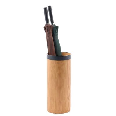 LUNEZY Umbrella Stand Wood Round Cane Holder, Small Umbrella Storage Bucket for Home Office Entryway & Front Door, Tall 45cm