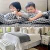 XYXHEII Knitted Blankets for Couch, Chunky Knit Blanket Soft, Cotton Knitted Throw Blanket, Handmade Soft Large Throw Knit Blanket for Bedroom (F 80x100cm) view 4