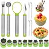 17 Pack Melon Baller Scoop Set - 4 in 1 Stainless Steel Fruit Tool Set Fruit Scooper Seed Remover with Fruit Vegetable Cutter Shapes Set Fruit Peeler for Fruit Slicer Dig Pulp Separator (A) view 1