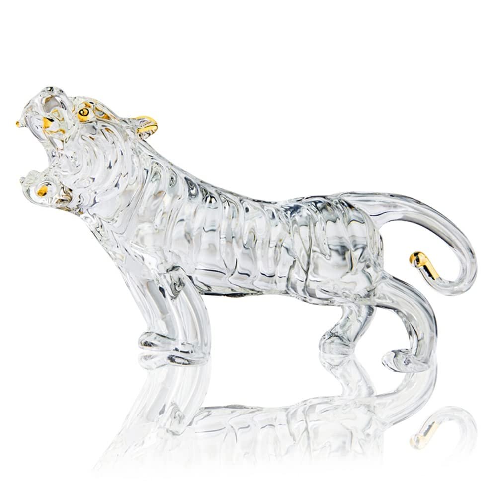 RAN Home Attract Wealth Desktop Figurine Office Decoration Handmade Lucky Crystal Tiger Statues House Congratulation Gift