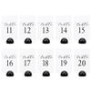 Hanna Roberts Modern Cursive Table Number Card Stock Signs with Round Stand for Wedding Reception, Restaurant, Event Party, 4" x 6" (Set of 10, 11-20, Black) view 1